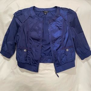 WHBM Cobalt Blue Short Waist Zip Jacket
